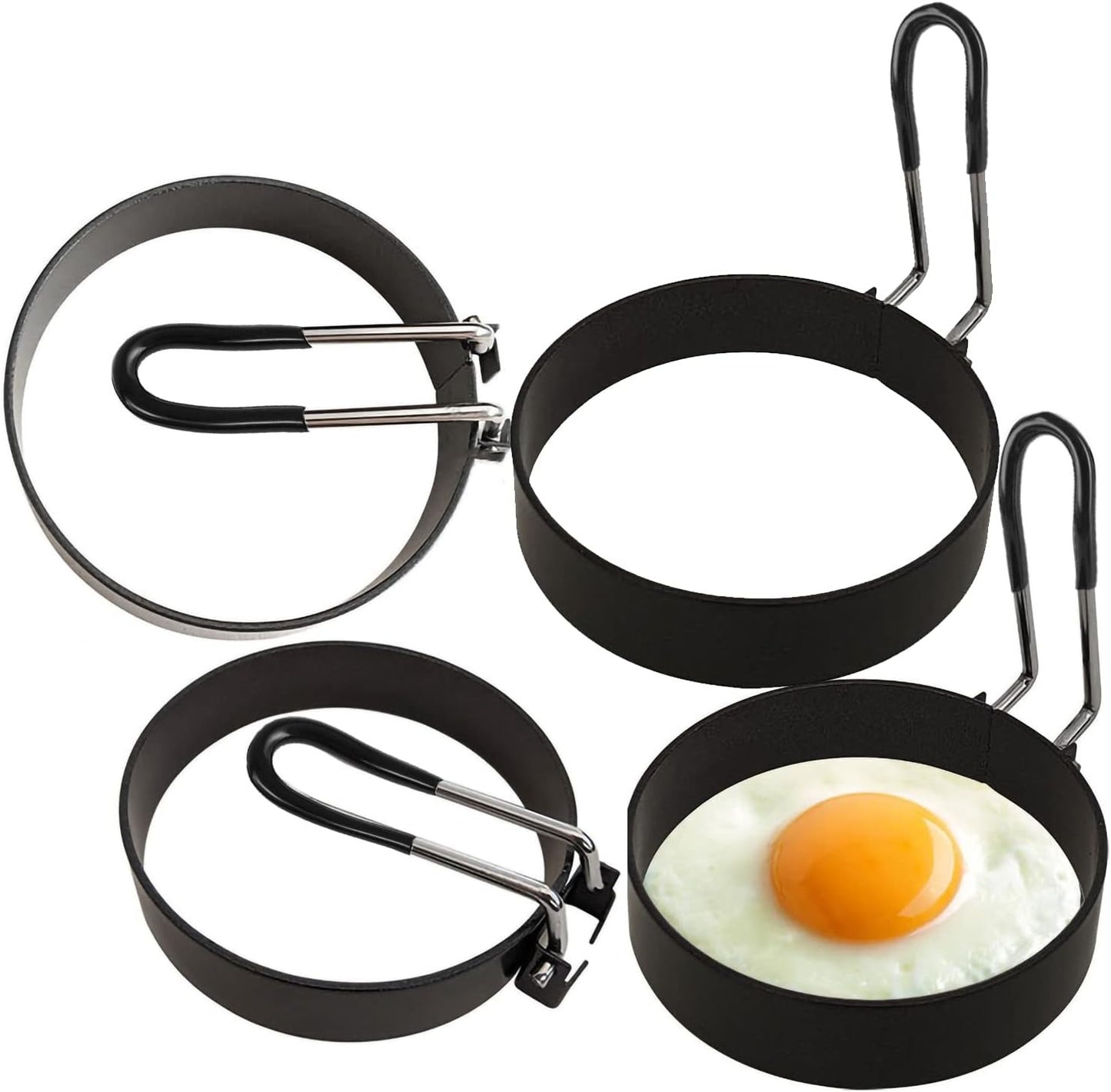 3.5" Nonstick Egg Rings Set, Round Crumpet Ring Mold Shaper for English Muffins Pancake Mold Cooking Griddle for Breakfast Sandwich Egg Burger