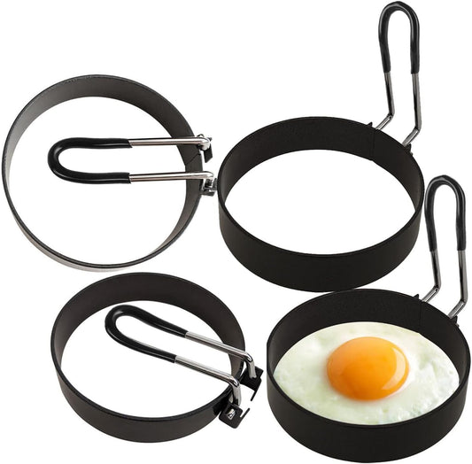 3.5" Nonstick Egg Rings Set, Round Crumpet Ring Mold Shaper for English Muffins Pancake Mold Cooking Griddle for Breakfast Sandwich Egg Burger