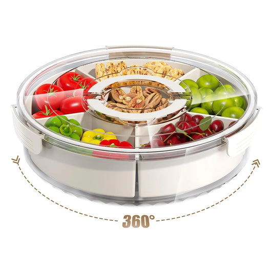 Multi-purpose Food Platter Divided Serving Tray with Lid and Handle