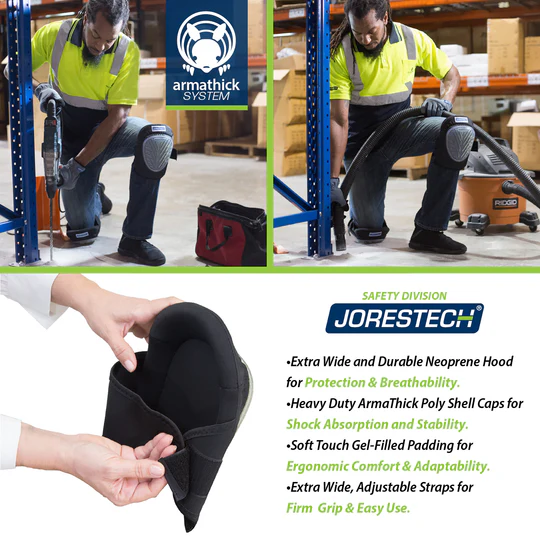 Comfort Gel Protective Kneepads Non Marking for Flooring Contractor and Gardening Memory Foam Lined