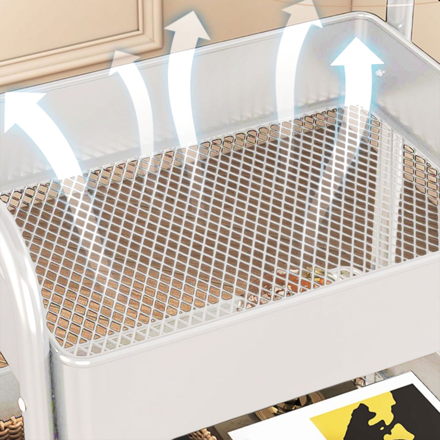 Modern Minimalist Iron Wood Mobile Basket Shelf Rack 3-Tier Side Table For Living Room