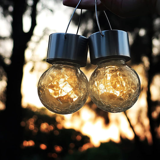 4Pack Outdoor Solar Powered Glass Ball Lights Waterproof and Weatherproof with Handle and Clip