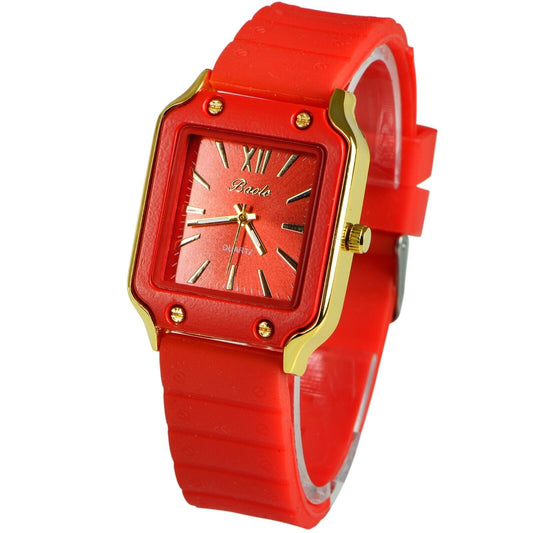 Ladies Square Roman Numeral Wristwatches Fashion Quartz Watch Fancy Red Gift