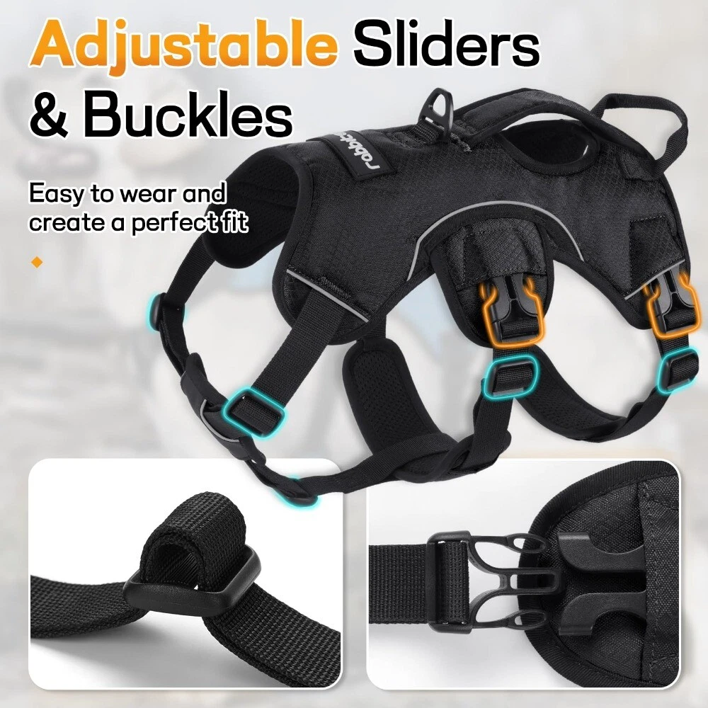 Rabbitgoo Escape-Proof Dog Harness with Handle, Reflective & Adjustable for Small/Medium Dogs-EIM435