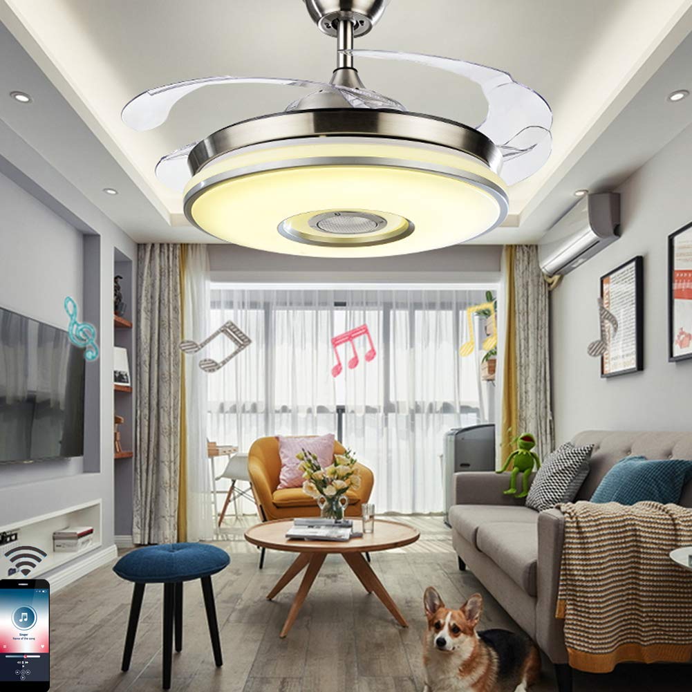 Bluetooth Music Play Ceiling Fan Brush Nickel DS-FZ115