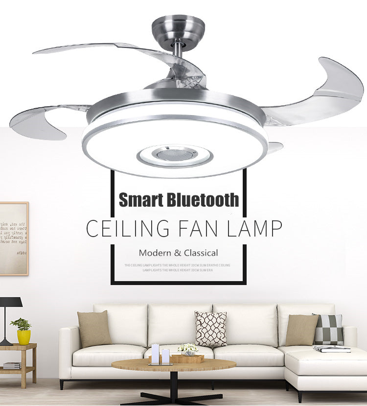 Bluetooth Music Play Ceiling Fan Brush Nickel DS-FZ115