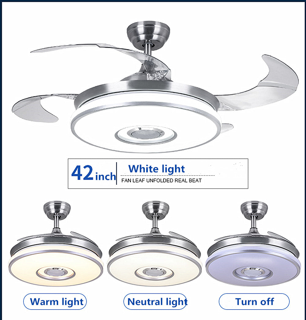 Bluetooth Music Play Ceiling Fan Brush Nickel DS-FZ115