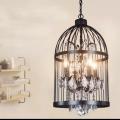 Crystal Black Chandelier Light Fixture, Industrial Birdcage Hanging Light Modern Chandelier Crystal Dining Room Chandelier Lamp Kitchen Chandelier, Dia13.8in Height Adjustable ELT144