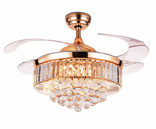 Retractable Fandelier Ceiling Fan Light Included Gold